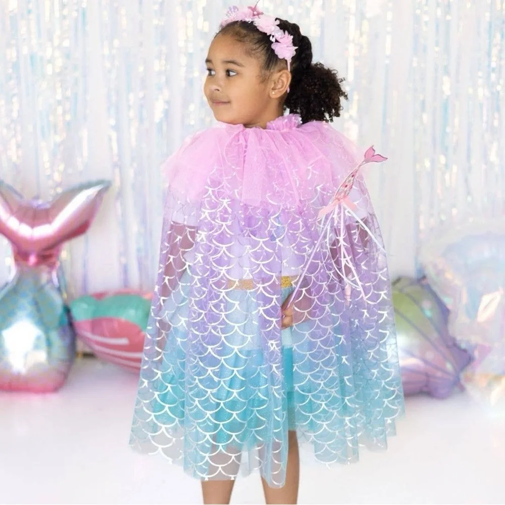 Sweet Wink Mermaid Dress Up Kit Halloween Costume Cape Headband Wand